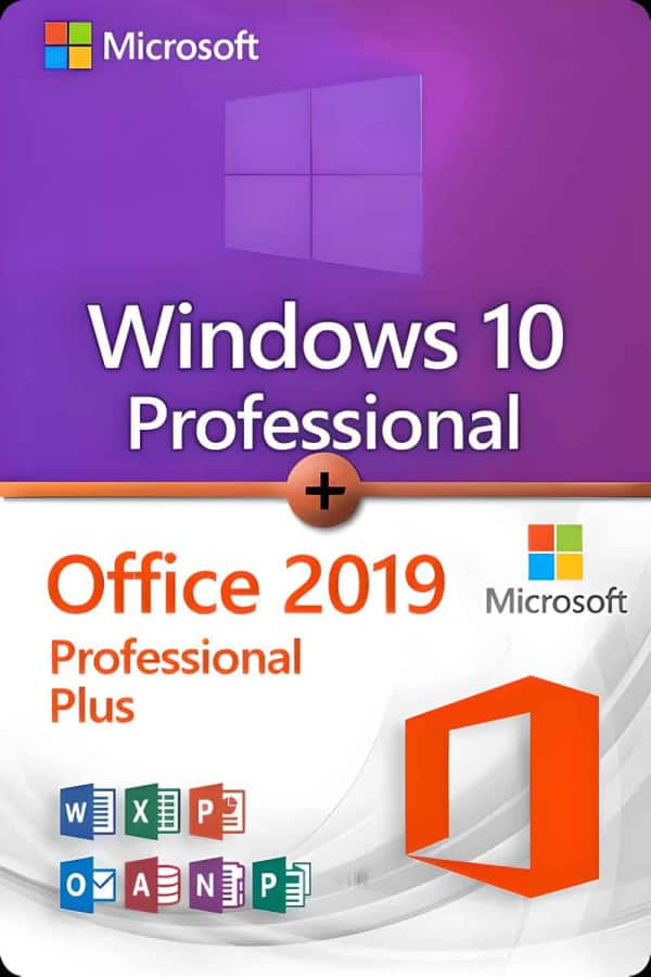 Microsoft Windows 10 Professional + Microsoft Office 2019 Professional Plus Licencia para 3 dispositivos