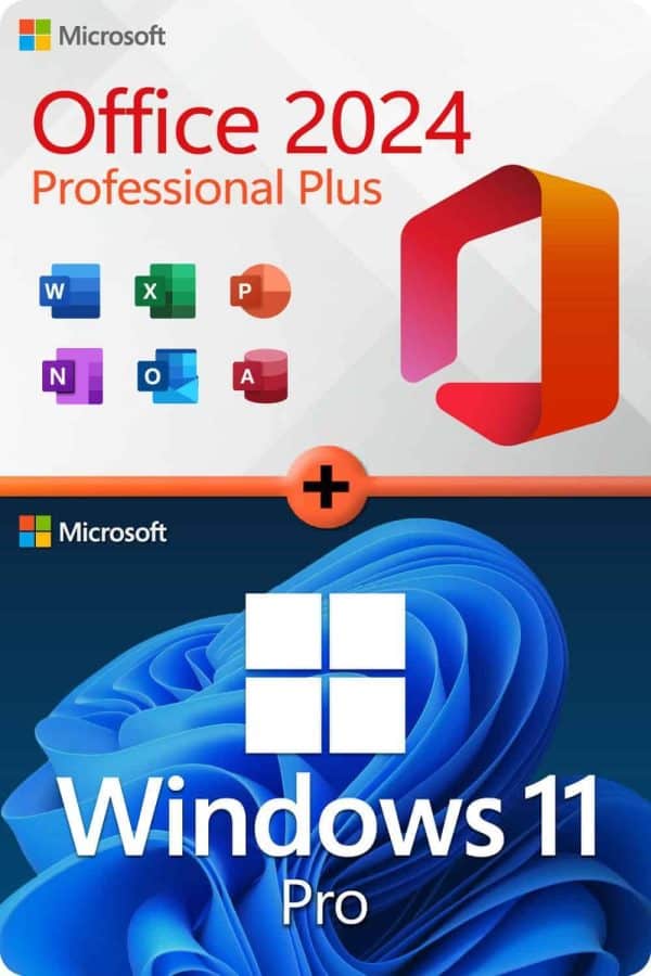 Microsoft Office 2024 Professional Plus + Microsoft Windows 11 Professional Licencia para 3 dispositivos