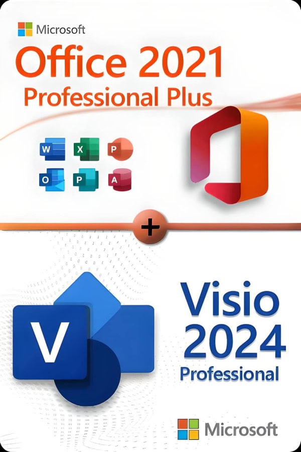 Microsoft Office 2021 Professional Plus + Microsoft Visio 2024 Professional Licencia para 3 dispositivos