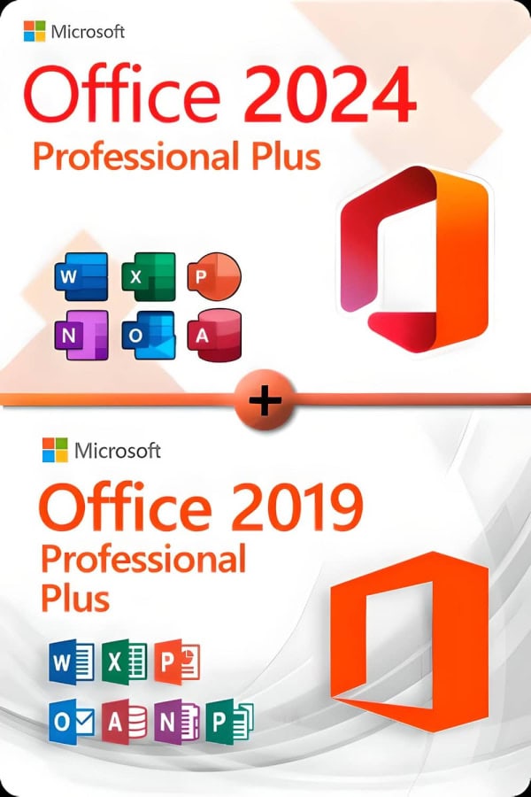 Microsoft Office 2024 Professional Plus + Microsoft Office 2019 Professional Plus Licencia para 3 dispositivos