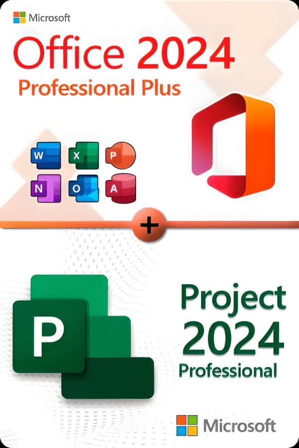 Microsoft Office 2024 Professional Plus + Microsoft Project 2024 Professional Licencia para 3 dispositivos