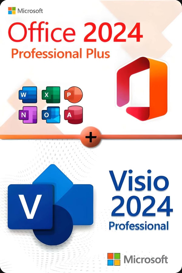 Microsoft Office 2024 Professional Plus + Microsoft Visio 2024 Professional Licencia para 3 dispositivos