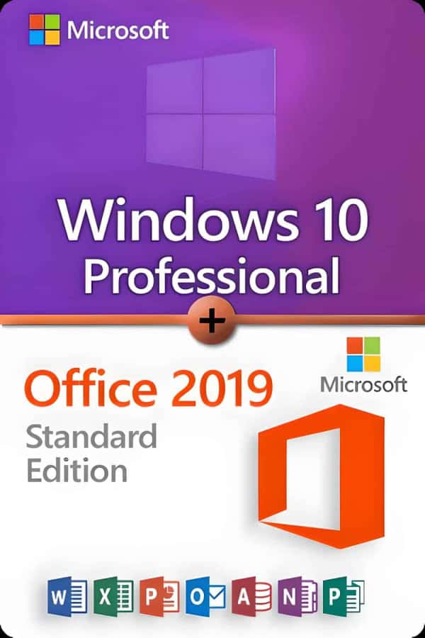 Microsoft Windows 10 Professional + Microsoft Office 2019 Standard Licencia para 3 dispositivos