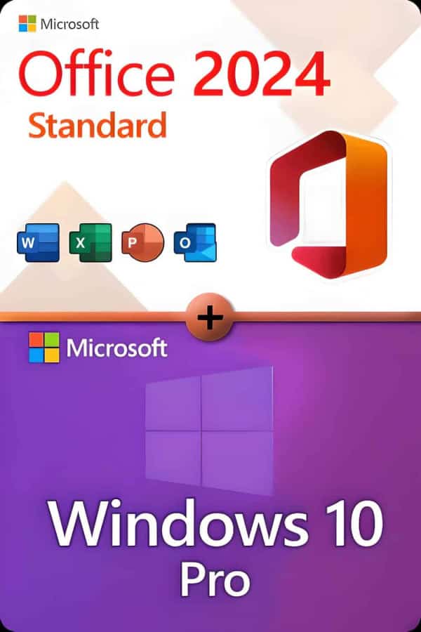 Microsoft Office 2024 Standard + Microsoft Windows 10 Professional Licencia para 3 dispositivos