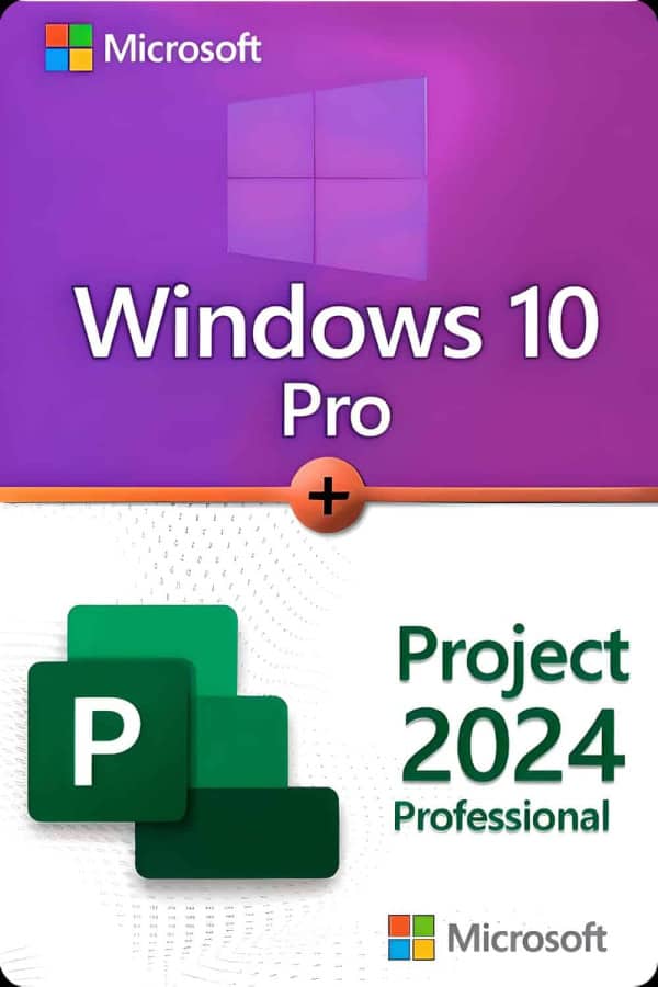 Microsoft Windows 10 Professional + Microsoft Project 2024 Professional Licencia para 3 dispositivos