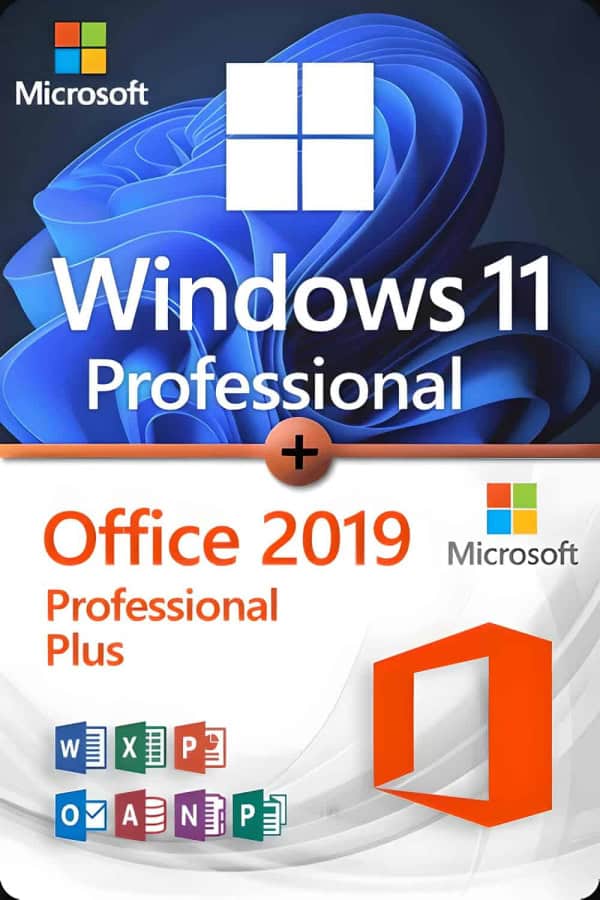 Microsoft Windows 11 Professional + Microsoft Office 2019 Professional Plus Licencia para 3 dispositivos