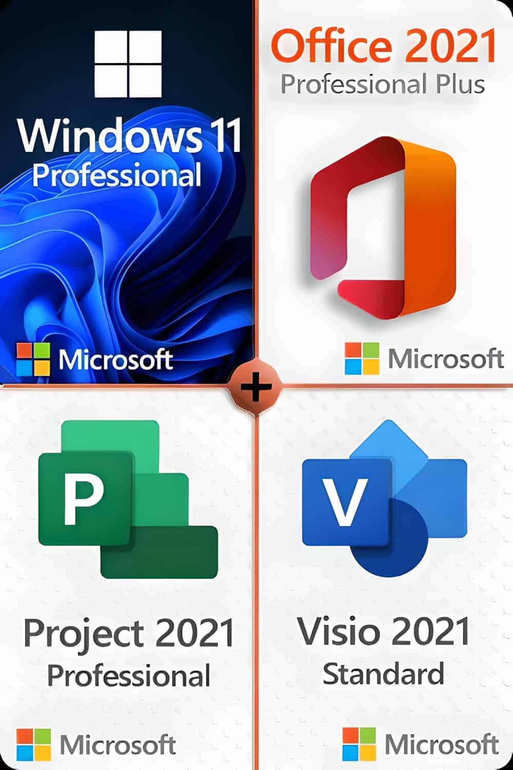 Windows 11 Professional + Project 2021 Professional + Office 2021 Professional + Visio 2021 Standard Licencia para 3 dispositivos