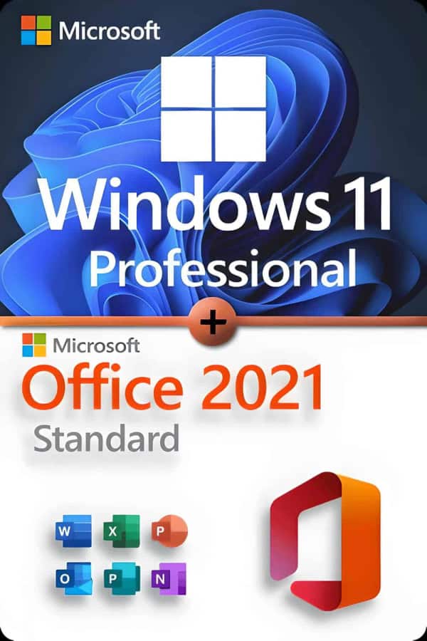 Microsoft Windows 11 Professional + Microsoft Office 2021 Standard Licencia para 3 dispositivos